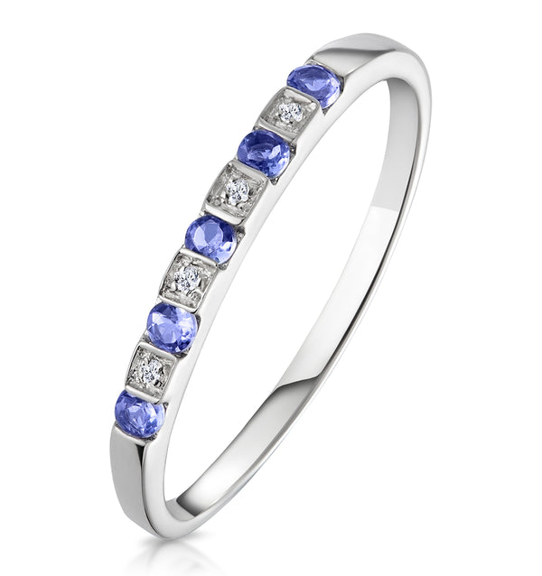 Tanzanite 0.18CT And Diamond 9K White Gold Ring